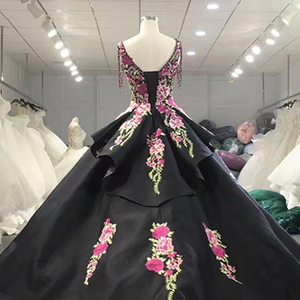 Vestidos de Fiesta Negros Glamurosos con Flores para Eventos Nocturnos Jancember 9802-1 - Product Image 6