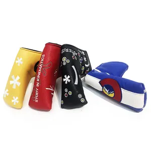 Superior Leather Logo Embroidery Magnet Blade Golf Putter Club Head Cover