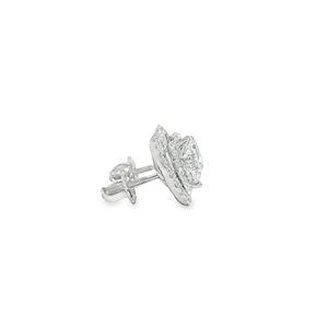 Pendientes de tuerca de lujo de oro blanco de 18 quilates con 2 diamantes cultivados en laboratorio NGTC, diseño de Halo hecho a mano certificado, regalo para mujer - Product Image 6