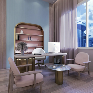 خزانة عرض للمجوهرات بخطوط منحنية وزخارف معدنية أنيقة، لوحة وردية غير لامعة + زجاج شفاف - Product Image 5