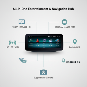 Radio para Auto para <span class=keywords><strong>Mercedes</strong></span> <span class=keywords><strong>Benz</strong></span> Clase <span class=keywords><strong>B</strong></span> 2013-2018 10.25\" 12.3\" Android 15 Qualcomm 8 Núcleos 4G+64G CarPlay Inalámbrico Android Auto GPS - Product Image 2