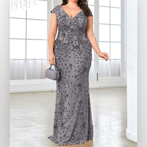 New Plus Size Women's <b>Sequin</b> Evening Dress Ball Gown Fitted Fishtail Sleeveless Dresses Fashion - Product Image 2
