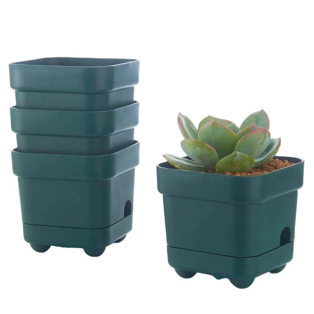 Square Flower Pots Plastic With Four Legs for Home & Garden
