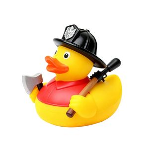 Jouets de bain en PVC personnalisés en gros, style canard pompier, avec motifs imprimés, pour la baignoire - Product Image 2