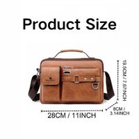 Sac bandoulière homme en cuir PU imperméable avec fermeture éclair, personnalisable avec logo, style vintage, tendance, pour affaires, voyage, extérieur, usage quotidien, multi-poches
