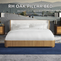 Lit traditionnel américain en bois massif Chêne français Vintage King Queen Lit double pour chambre principale