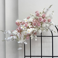 Arrangement floral pour réception de mariage, boule de fleurs en soie rose et hortensia, chemin de table floral, toile de fond, fleurs artificielles pour décoration de mariage