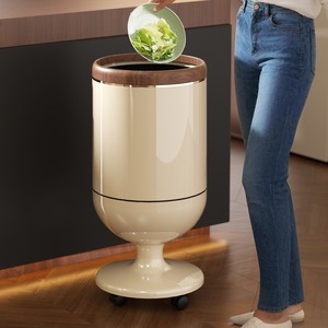 Smart Waste <b>Bin</b> Round Large Capacity Kitchen Living Room Portable With Wheels - Product Image 1