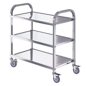 산동 공장 직영 201 스테인리스 스틸 헤비 듀티 이동식 바퀴 달린 레스토랑 스테인리스 스틸 다이닝 카트 트롤리 - Product Image 1