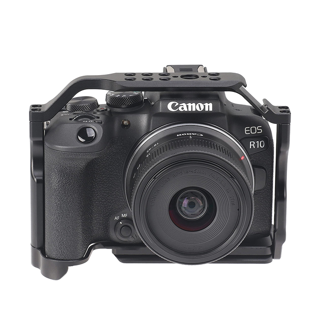 YEAH /4" & 3/8" Screw Holes and Cold Shoe Mount Cage for Canon EOS R10 Mirrorless DSLR Camera with Quick Release Plate