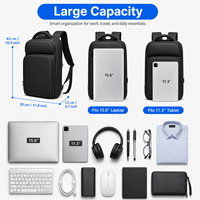 Sac à dos professionnel antichoc doublé polaire avec port de charge USB et poche arrière antivol pour ordinateur