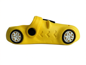 Pantofole con motivo auto gialla, taglia 23-30, suola in PVC, design decorativo a cartone animato, per tutte le stagioni, da indossare in casa - Product Image 1