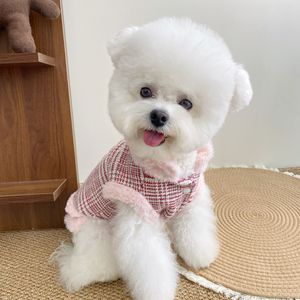 Bichon Frise Winter Warm Vest Pink Woolen Fabric Thickened Pet <b>Clothes</b> Small Dogs <b>Cats</b> Cozy Outfit - Product Image 3