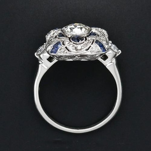 Bague en saphir simulé pour femmes, bijoux fins européens et américains, bague de fiançailles plaquée platine, cadeau de luxe - Product Image 4
