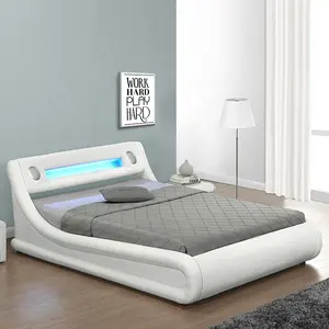 Willsoon Modern Design Multicolor LED Light Lift Platform Bed Automatic Mechanisms Solid Wood Storage Bed for Home Use