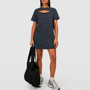 Vestido camiseta de verano informal para mujer con logotipo personalizado estampado ecológico con Método digital - Product Image 5