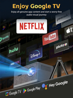 Proyector LED Inteligente Android CR53 4K GTV con Enfoque Automático, 7500 Lúmenes, Portátil, para Cine en Casa y Uso en Exteriores