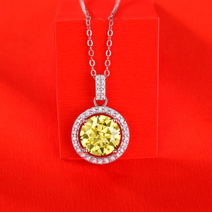 Collier en argent sterling 925 de 1 carat avec pendentif en moissanite jaune incrusté de matériaux Bijoux de mariage élégants - Product Image 4