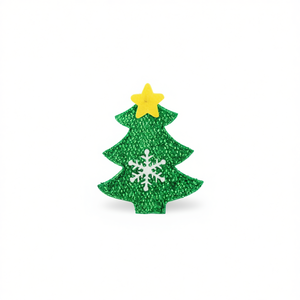 Ornement de sapin de Noël Ilan 7x9mm vert avec étoile et flocon de neige pour décoration de fêtes - Product Image 1