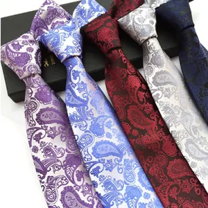 Custom 3.15'' Cashews Pattern Jacquard Woven Silk Men's Tie Formal Necktie Various Size Colors Wedding Business Tie