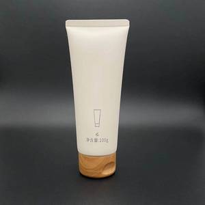custom offset printing silkscreen printing cosmetic cream tube bamboo cap cleansing tube with flip cap wood cosmetic tubes