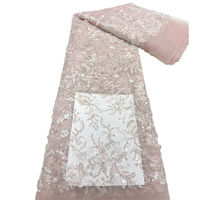 Tissu en dentelle française tendance, broderie perlée, dentelle filet avec paillettes, 100% polyester, écologique, léger