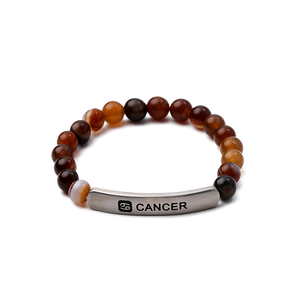 Classic Colorful Natural Stone <strong>Beaded</strong> <strong>Bracelets</strong> Custom Carve <strong>Logo</strong> Nameplate Stainless Steel Adjustable <strong>Bracelets</strong> - Product Image 2