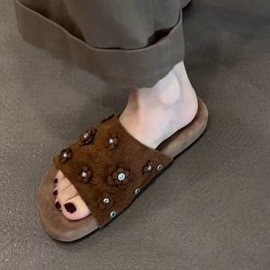 Sandales en peau de mouton de haute qualité, sandales polyvalentes antidérapantes à semelle épaisse pour femmes, tendance - Product Image 1