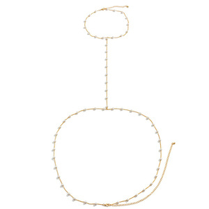 Bijoux de corps sexy pour femmes Chaînes de corps de bikini en laiton avec perles Chaîne de <span class=keywords><strong>ventre</strong></span> pour le <span class=keywords><strong>cou</strong></span> et la taille - Product Image 2
