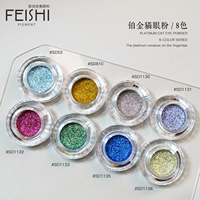 Poudre à ongles magnétique holographique effet œil de chat Feishi Luxury Platinum Sequin Shining, pigment pour nail art, longue tenue.