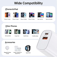 Chargeur rapide GaN 30W PD, chargeur mural double port USB C USB A, adaptateur secteur QC3.0 pour iPhone Samsung tablette ordinateur portable OEM ODM personnalisé