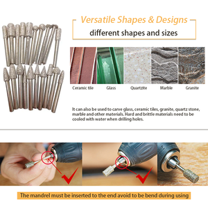 20 cái công cụ quay Phụ kiện Đá Khắc Bộ kim cương Mài Burr <span class=keywords><strong>bit</strong></span> cho đá gốm thủy tinh khắc, đánh bóng, khắc - Product Image 6