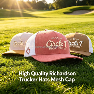 Casquette Trucker Homme Personnalisée OEM, en Maille, Broderie 3D, Logo Patch Cuir, Vierge, Type Baseball Dad Cap, 6 Panneaux, Modèle Richardson 112 - Product Image 1