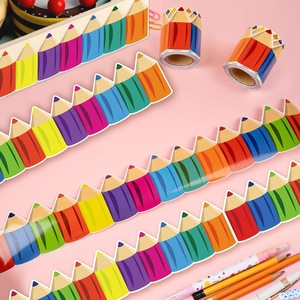 Pegatina de Papel Decorativa para Borde de Mesa de Pizarra con Diseño de Lápices de Colores Arcoíris, Pegatina de Papel para Aula Escolar para Niños - Product Image 2