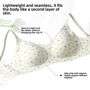 Ensemble soutien-gorge et <span class=keywords><strong>culotte</strong></span> sans fil à imprimé gingham doux 2026 pour femme, <span class=keywords><strong>en</strong></span> <span class=keywords><strong>coton</strong></span> doux, sans armatures, respirant, lingerie féminine, personnalisation OEM - Product Image 5