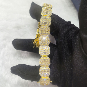 Vòng đeo tay quần vợt moissanite mạ vàng tuyệt đẹp-Vượt qua thử nghiệm kim cương, moissanite màu xanh - Product Image 3