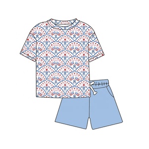 Ensemble deux pièces pour enfants imprimé dessin animé Oie, manches courtes, <span class=keywords><strong>en</strong></span> fibre de bambou, coupe ample, pour garçons, idéal <span class=keywords><strong>vacances</strong></span> et loisirs, collection sans taxes du 4 <span class=keywords><strong>juillet</strong></span> - Product Image 3