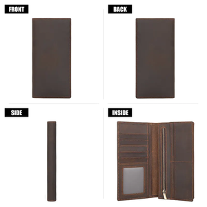 J.M.D Portefeuille mince pour <span class=keywords><strong>homme</strong></span> en cuir véritable avec logo personnalisé Porte-cartes long en cuir de cheval fou pour <span class=keywords><strong>homme</strong></span> - Product Image 4