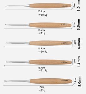 Handmade DIY Weaving Tool Multi Specification Wooden Handle <b>Crochet</b> <b>Hook</b> Portable 3mm Knitting Needles for Fashion Knitting - Product Image 2