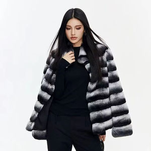 Abrigo de Piel de Lujo para Mujer, Invierno 2025, Chaqueta de Piel de Conejo Rex Genuina, Color <span class=keywords><strong>Chinchilla</strong></span>, Talla Grande, Abrigo Cálido de Invierno - Product Image 2