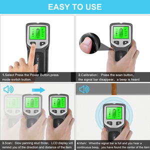 เครื่องสแกนผนัง 5 in 1 Stud Finder - จอแสดงผล HD LCD และชิปอัจฉริยะสำหรับไม้ โลหะ สายไฟ AC คาน ท่อ ตรวจจับได้อย่างแม่นยำ - Product Image 4
