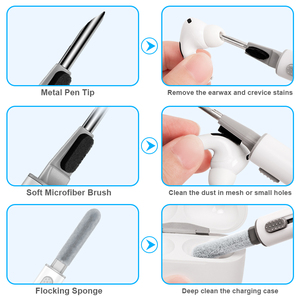 Paquet personnalisé Kit de nettoyage pour écouteurs Stylo de nettoyage multifonction 4 paires d'embouts d'oreille en silicone de remplacement pour accessoire <span class=keywords><strong>AirPods</strong></span> <span class=keywords><strong>Pro</strong></span> - Product Image 4