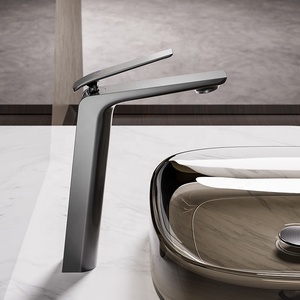 Rubinetto per lavabo da <span class=keywords><strong>bagno</strong></span> quadrato bianco in rame massiccio, stile nordico di lusso leggero, finitura bronzo spazzolato, per acqua calda e fredda - Product Image 4