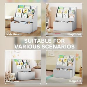 Libreria Moderna in MDF Grigio, <span class=keywords><strong>Scaffali</strong></span> Sicuri, Organizzatore <span class=keywords><strong>per</strong></span> Giocattoli, Unità di Stoccaggio in Legno <span class=keywords><strong>per</strong></span> <span class=keywords><strong>Cameretta</strong></span> dei Bambini - Product Image 5