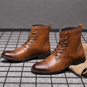 Bottes en cuir vintage pour hommes, bottes hautes, durables, confortables, grandes tailles 38-48, bottes rétro - Product Image 4