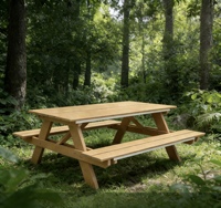Table de pique-nique rectangulaire d'extérieur en plastique bois HDPE, design moderne, durable et robuste, non pliable.