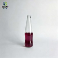 Bouteille en verre transparente de 275 ml à col vissé et forme incurvée, bouteille en verre vide pour sodas, jus et boissons, vente en gros et approvisionnement en vrac