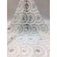 Tissu en dentelle de tulle 3D luxueux et coloré, orné de perles et de sequins brodés, idéal pour les robes de mariée nigérianes