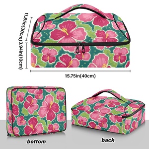 Sac isotherme personnalisé hawaïen à motif floral Hau en aluminium, sac de transport pour pizzas et casseroles, idéal pour les voyages et les pique-niques - Product Image 3
