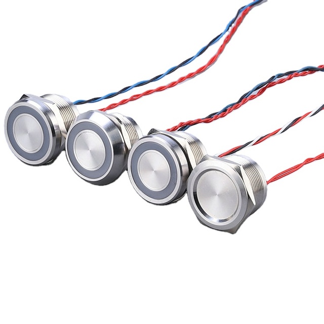 Ip68 Capacitive Touch Switch Waterproof 16mm Metal Momentary groove Head 1NO12v Ring LED Light Push Button Piezo Switch